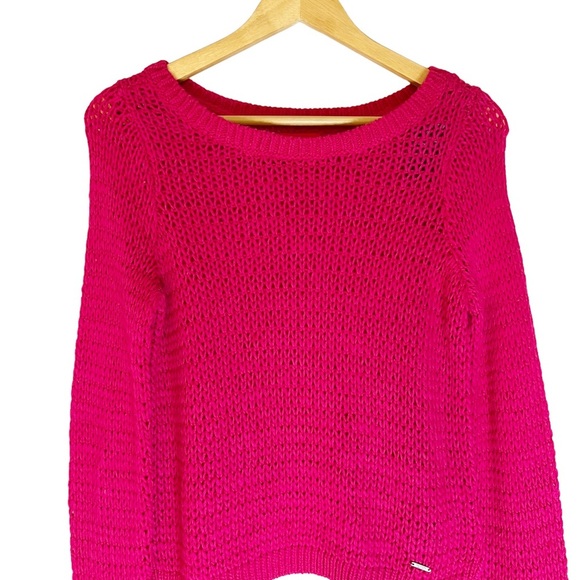 NWT Abercrombie & Fitch Loose Knit Long Sleeve Hot Pink Sweater Size Small - Picture 2 of 8